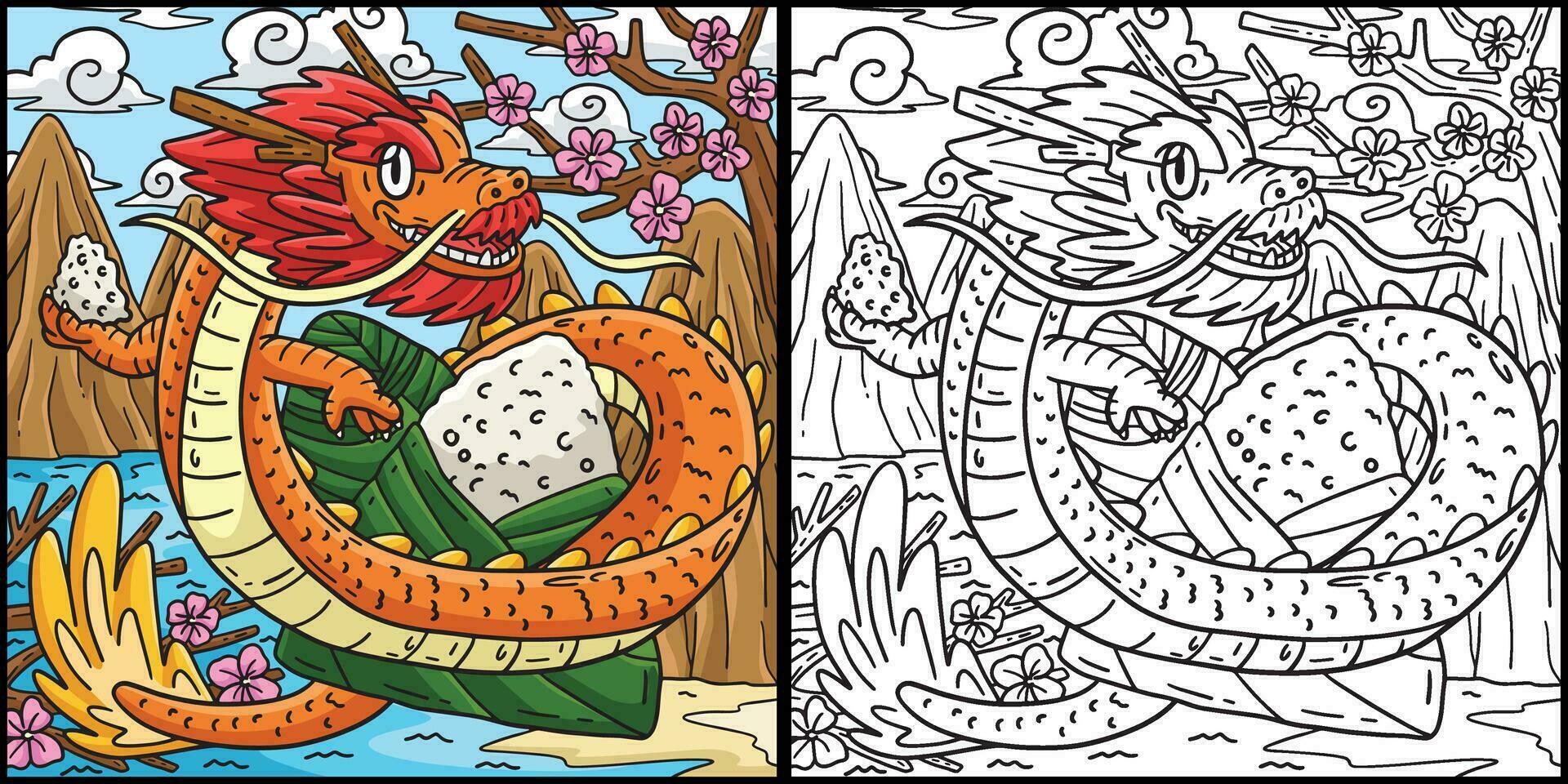 Year of the Dragon Bamboo Rice Cake Illustration vector