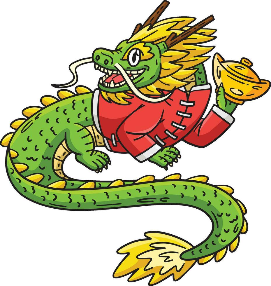 Year of the Dragon Gold Ingot Cartoon Clipart vector