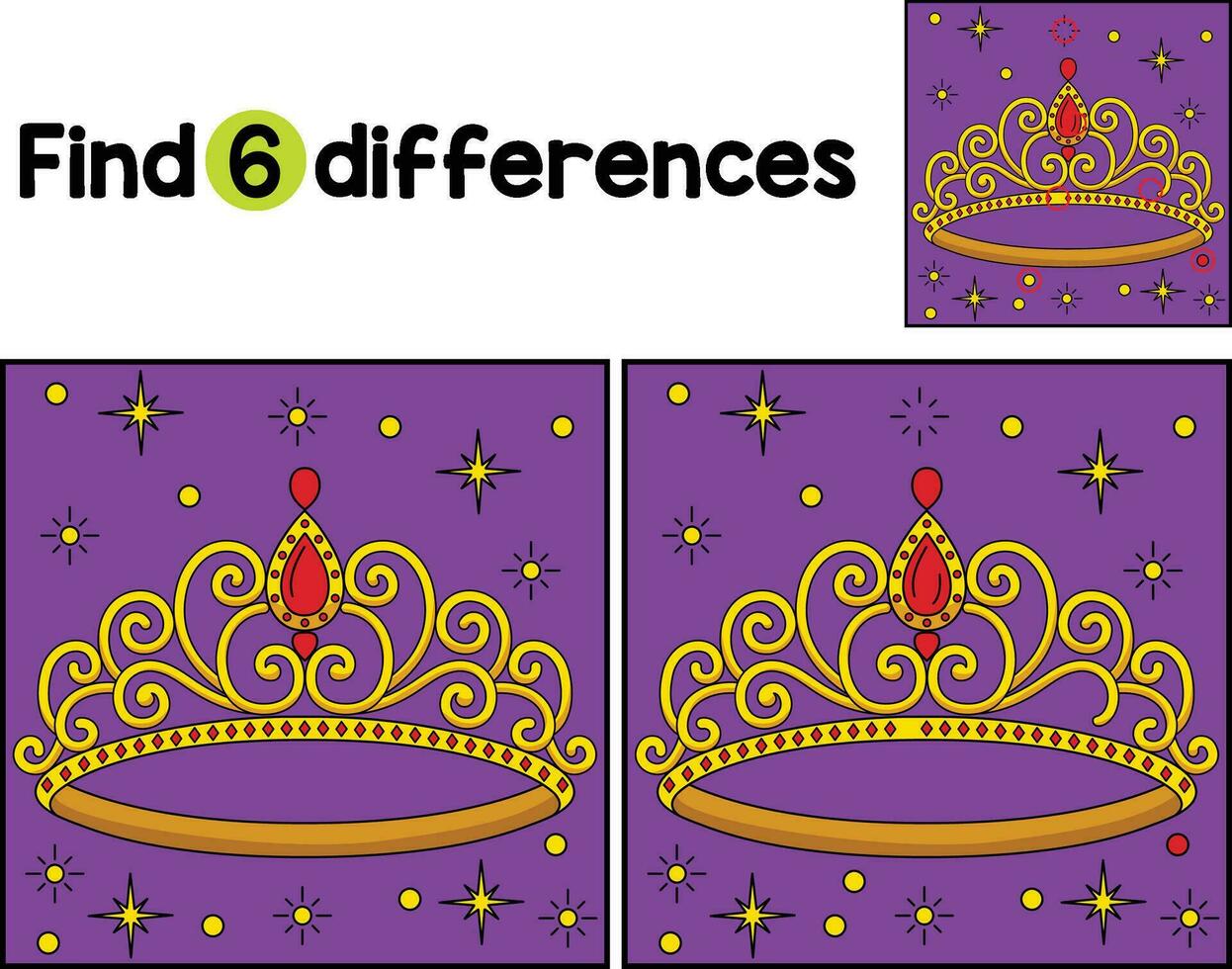 Princess Crown Find The Differences vector