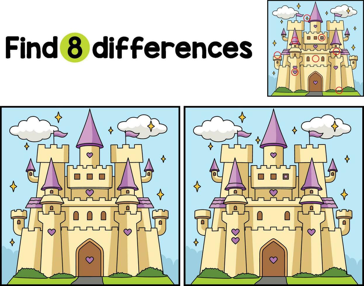 Big Castle Find The Differences vector