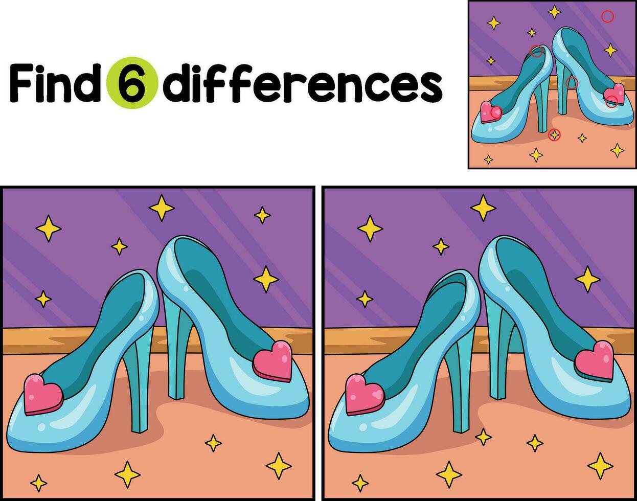 Princess Shoes With Heels Find The Differences vector