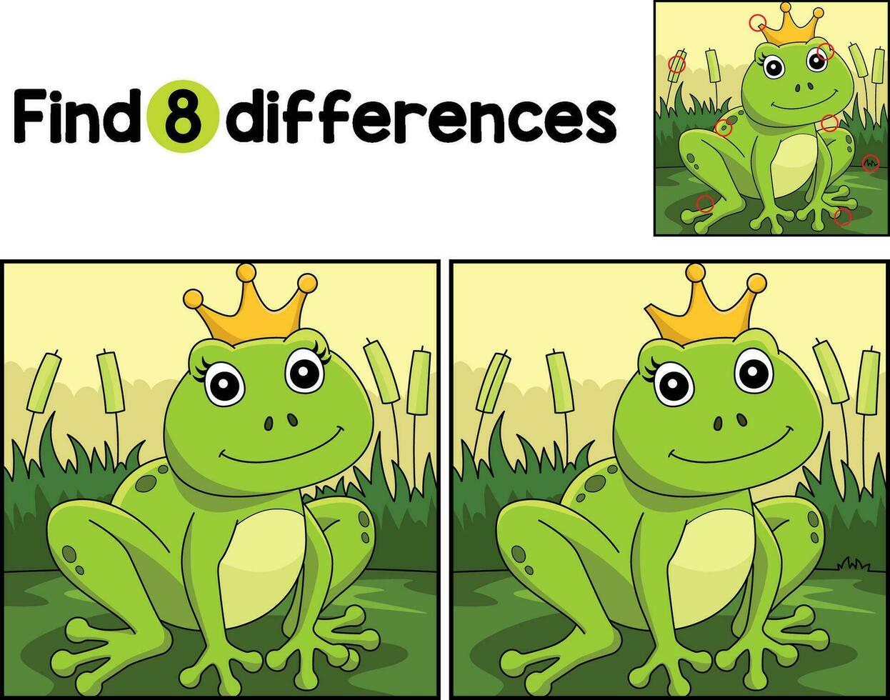 Frog With A Crown Find The Differences vector