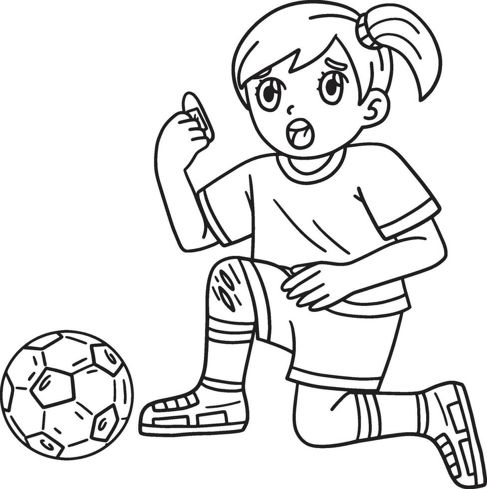 Girl with Soccer Ball and Injured Knee Isolated vector