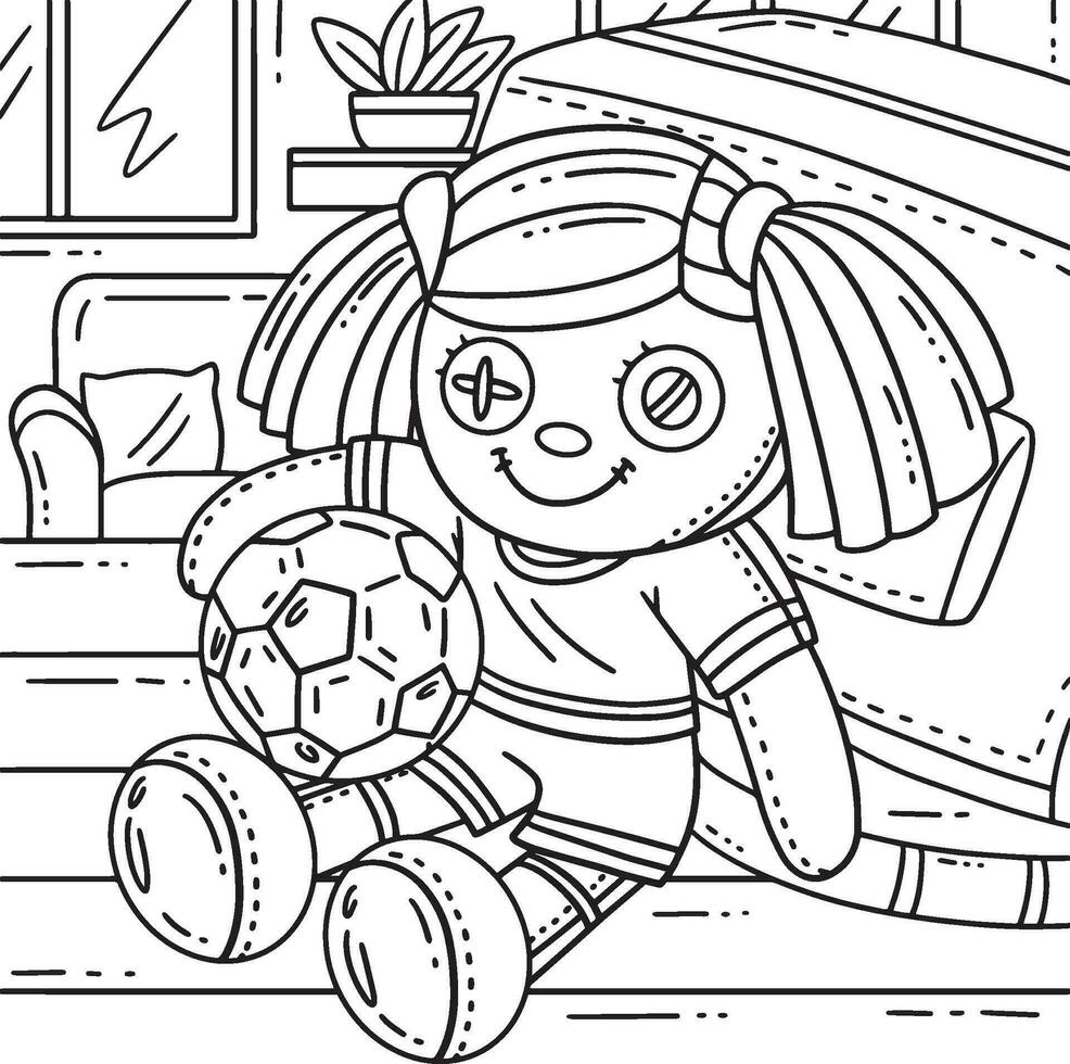 Plush Soccer Player Coloring Page for Kids vector