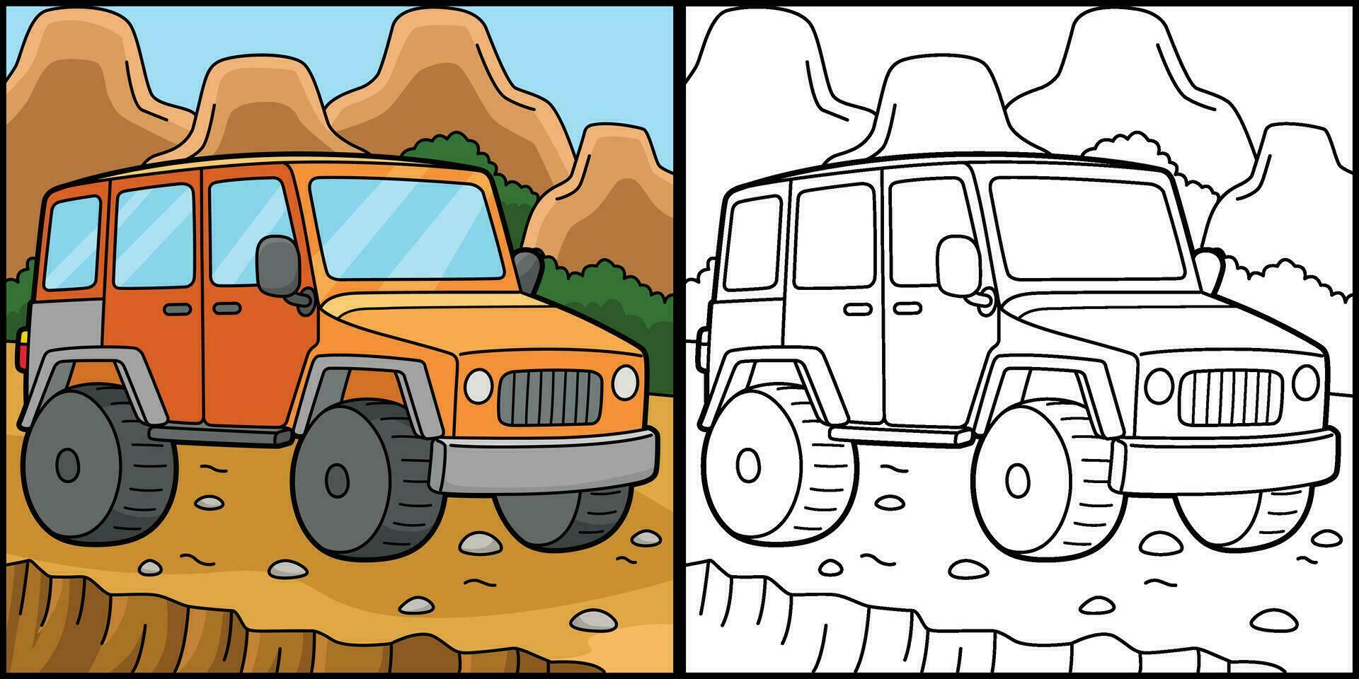 vector cartoon of monster truck, coloring book or page 19593498 Vector Art  at Vecteezy