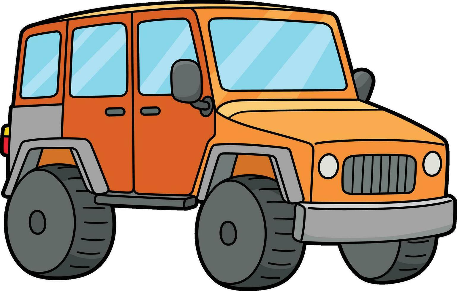 Off Road Vehicle Cartoon Colored Clipart vector