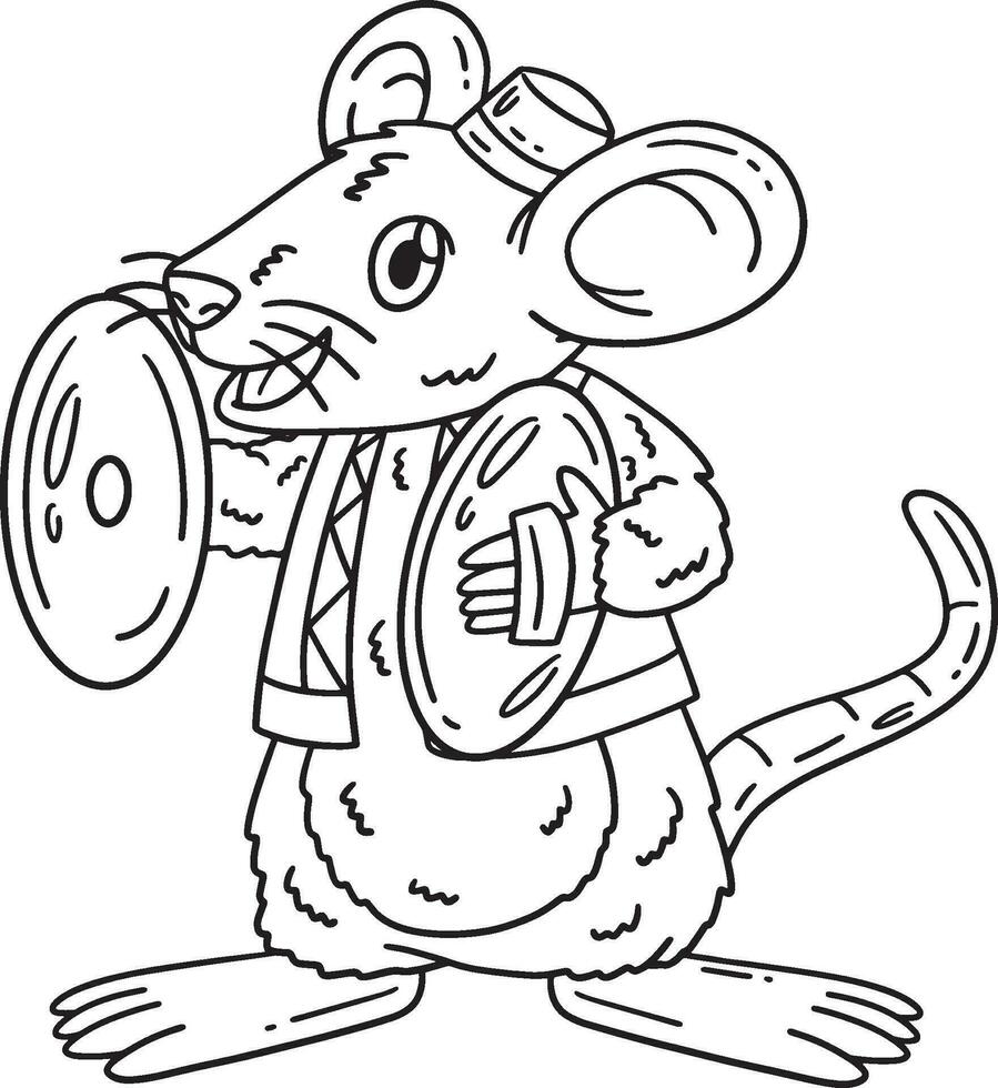 Circus Mouse Isolated Coloring Page for Kids vector