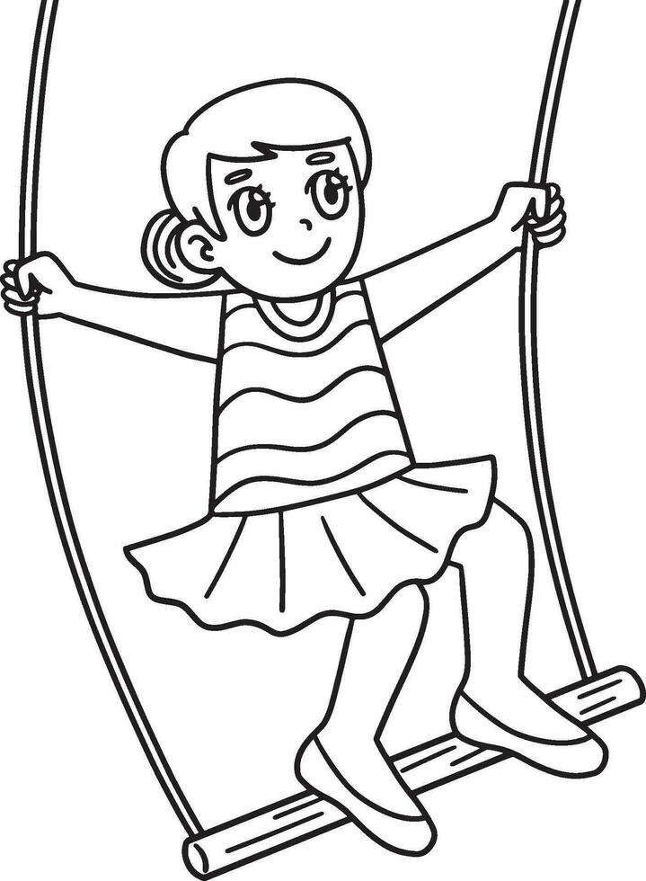 Circus Acrobat and Trapeze Isolated Coloring Page vector