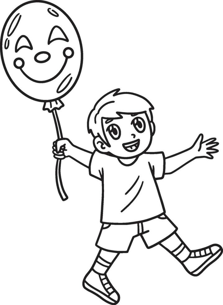 Circus Child with a Clown Balloon Isolated vector