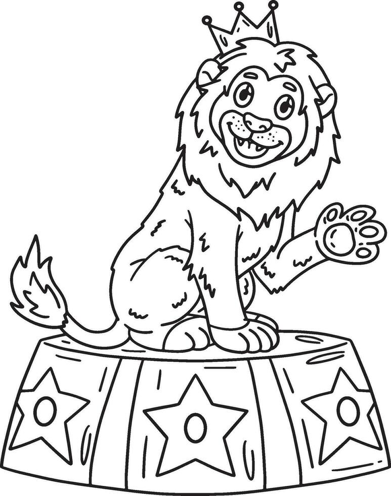 león en circo podio aislado colorante página vector