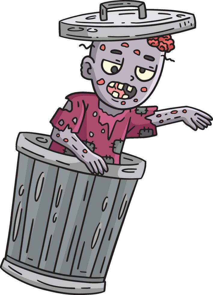 basura lata zombi dibujos animados de colores clipart vector