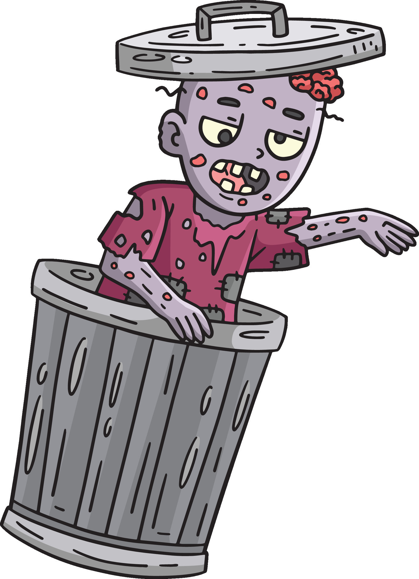 Trash Can Zombie Cartoon Colored Clipart 34328765 Vector Art at Vecteezy