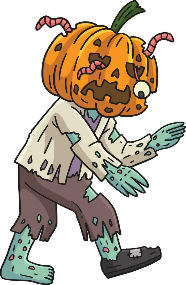 Zombie Holding an Ax Cartoon Colored Clipart vector