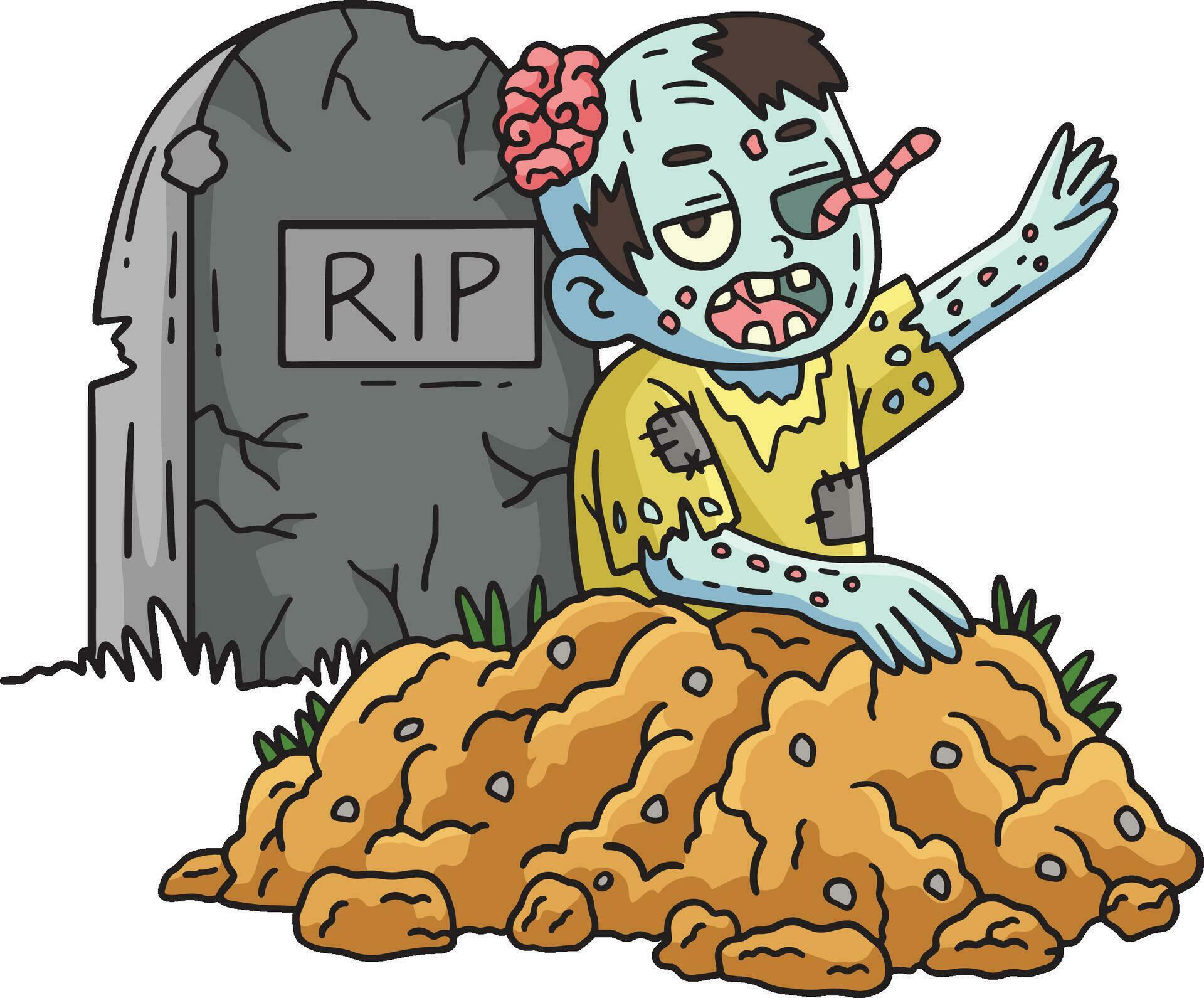 Zombie Rising The Grave Cartoon Colored Clipart 34328771 Vector Art At Vecteezy