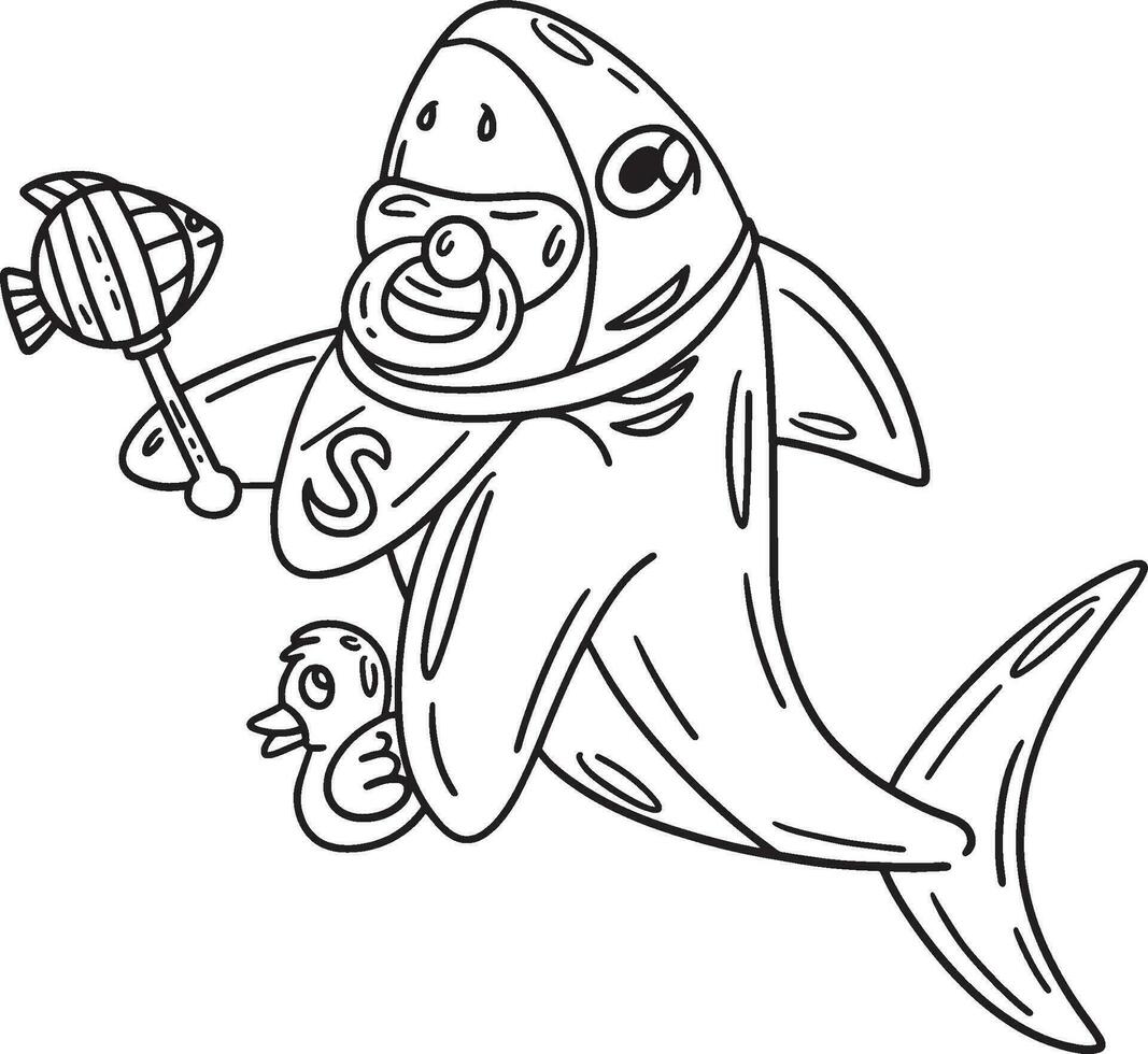 Baby Shark Isolated Coloring Page for Kids vector