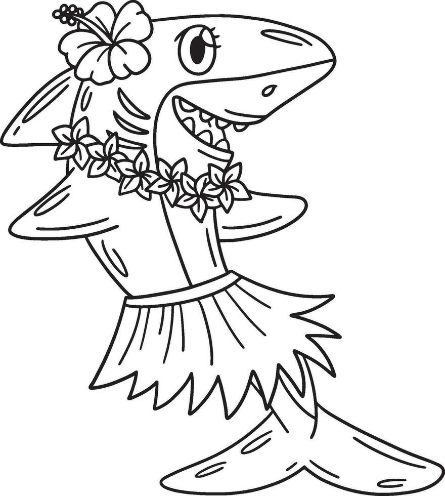 Shark Wearing Flowers and a Hula Skirt Isolated vector