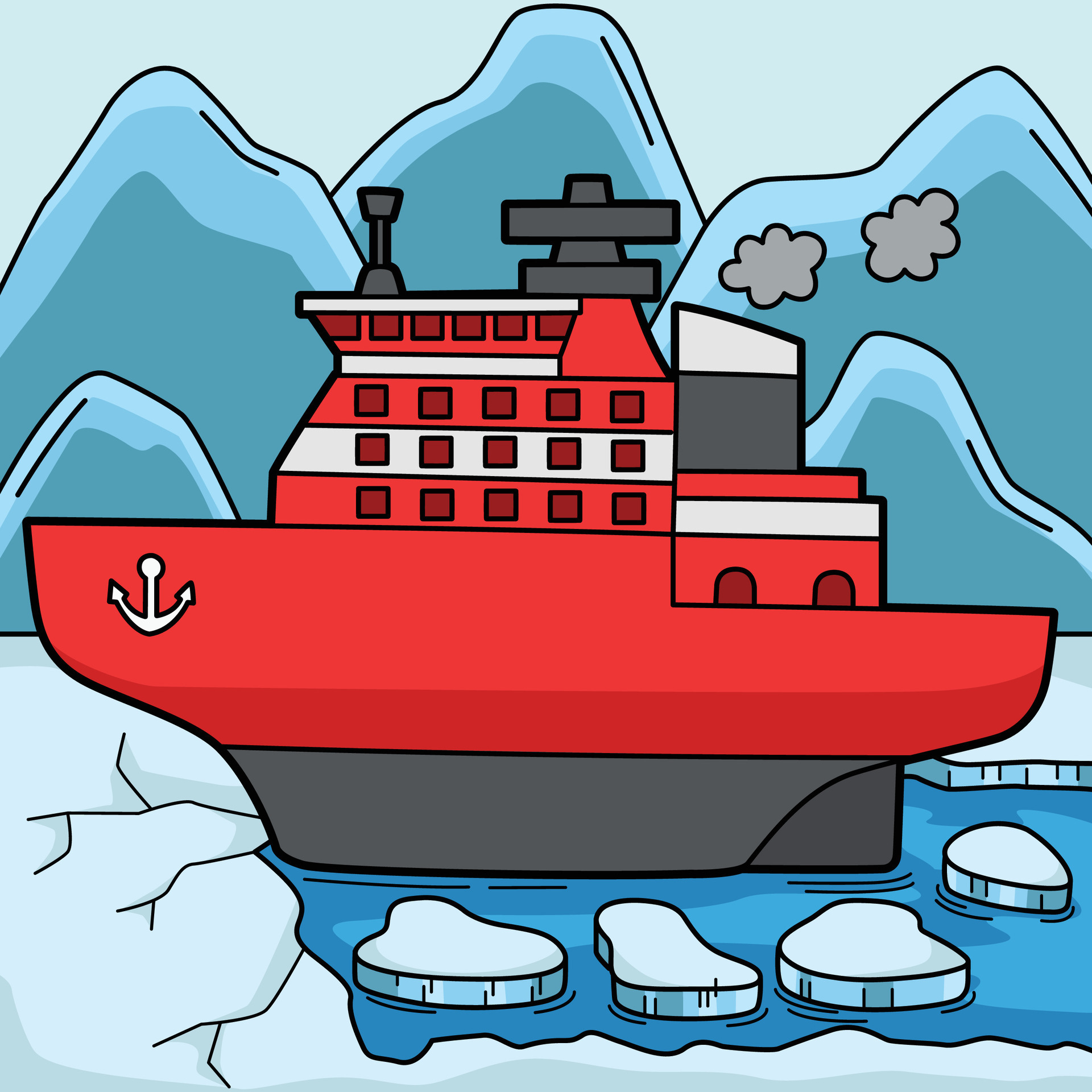 Icebreaker Ship Colored Cartoon Illustration 34328890 Vector Art at