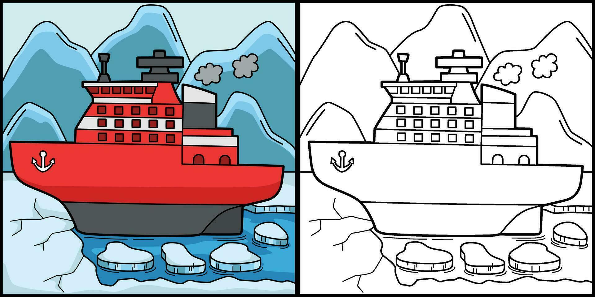 Icebreaker Vehicle Coloring Page Illustration vector