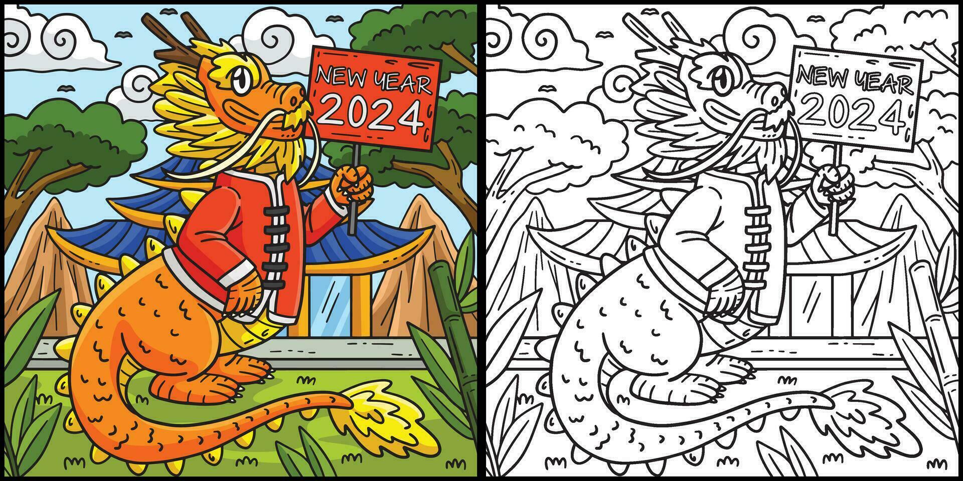 Year of the Dragon Chinese Outfit Illustration vector