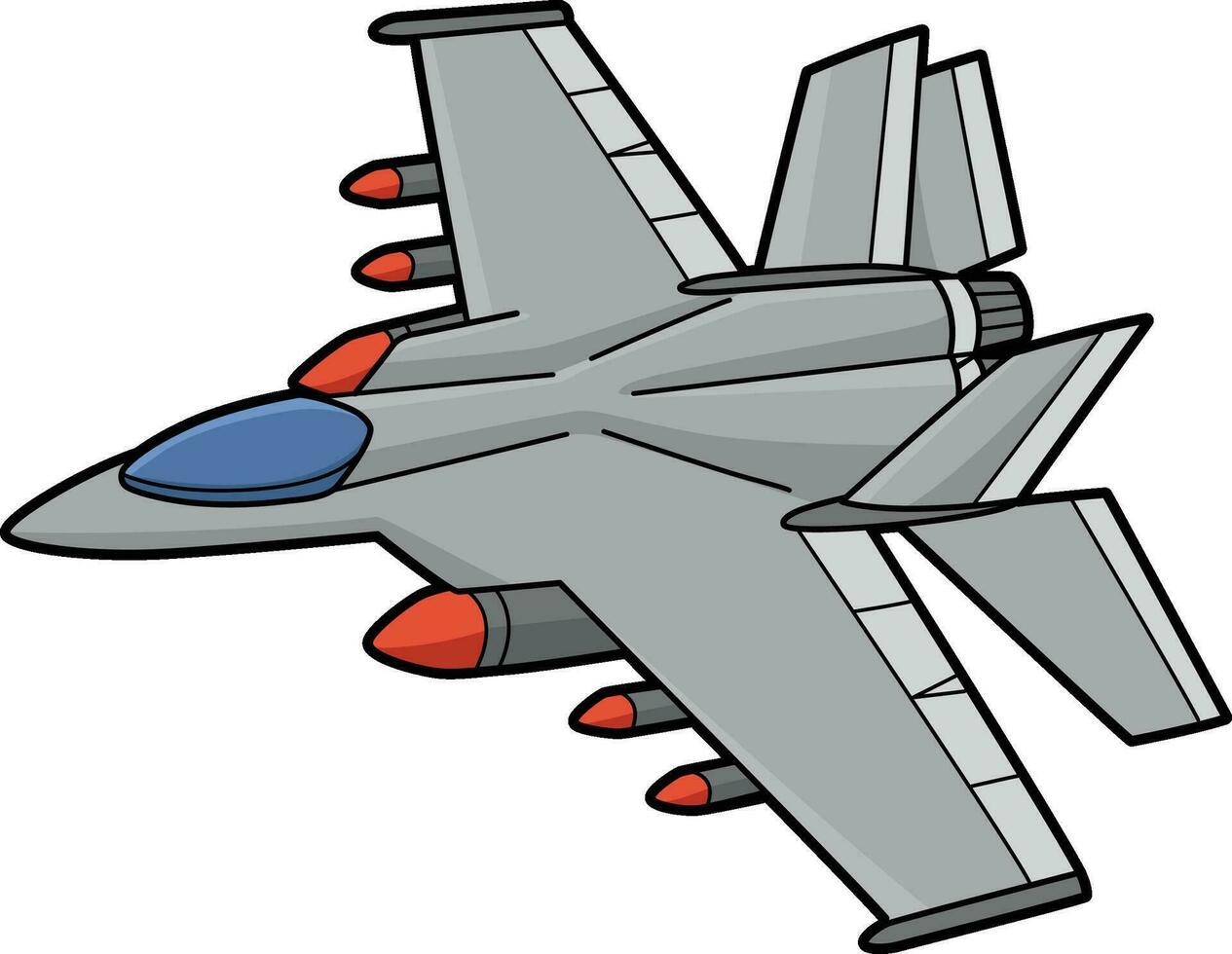 Jet Fighter Vehicle Cartoon Colored Clipart vector
