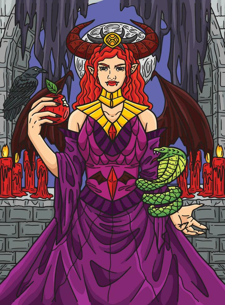 Halloween Succubus Colored Cartoon Illustration vector