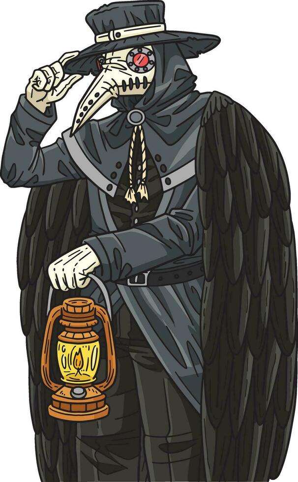 Halloween Plague Doctor Cartoon Colored Clipart vector