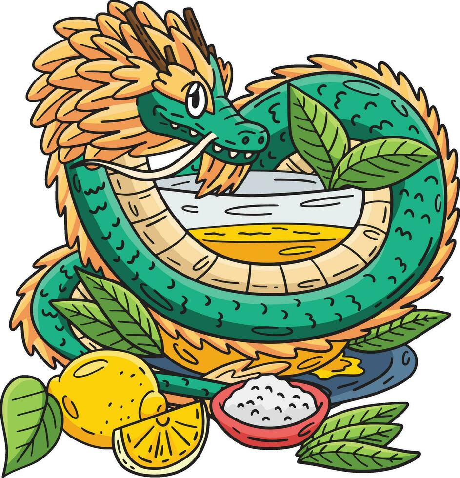 Year of the Dragon Surrounding Tea Cup Clipart vector