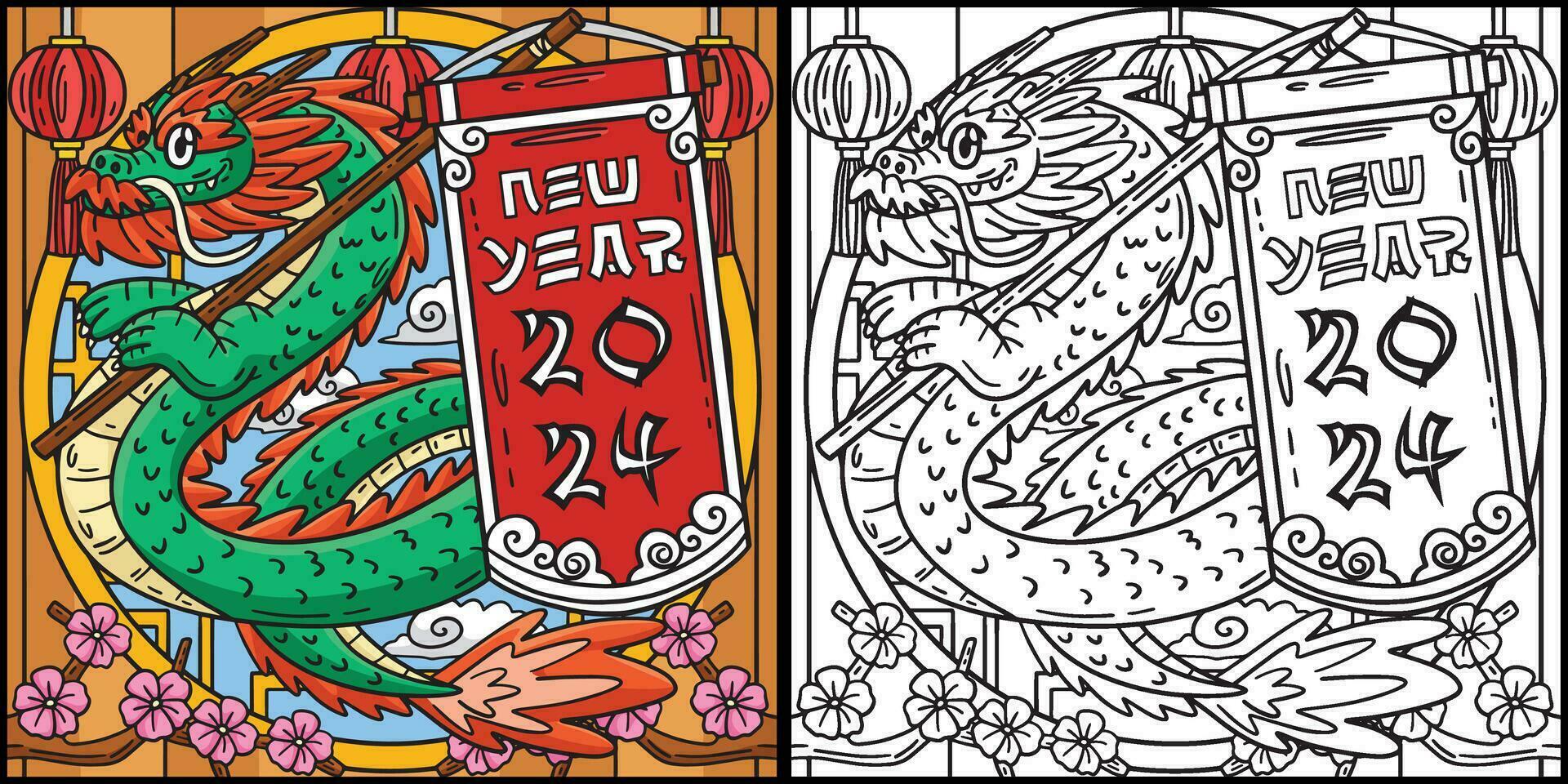 Year of the Dragon New Year 2024 Illustration vector