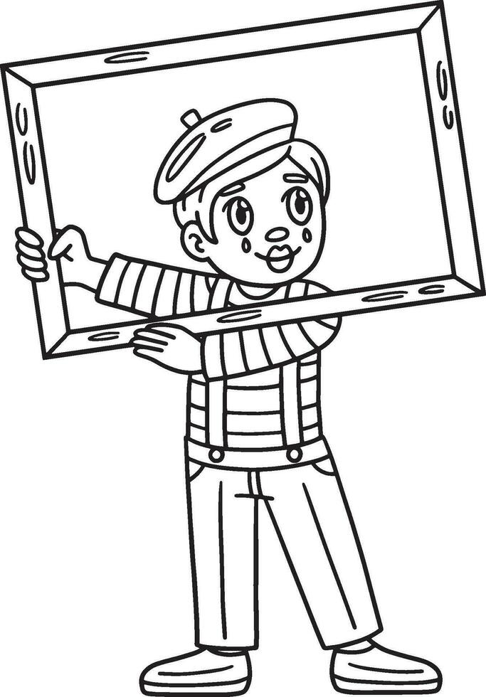 Circus Mime Isolated Coloring Page for Kids vector