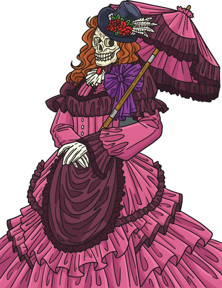 Halloween Victorian Dress Cartoon Colored Clipart vector