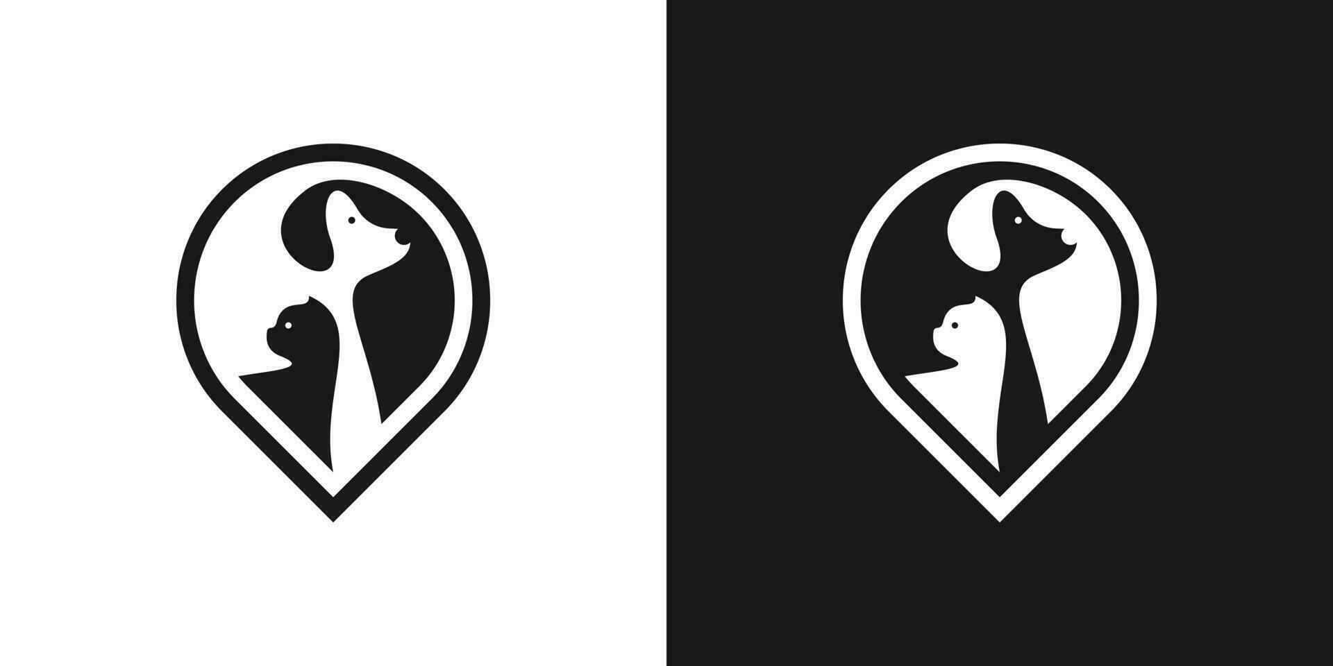 logo design combining the shape of a pin with a pet. vector