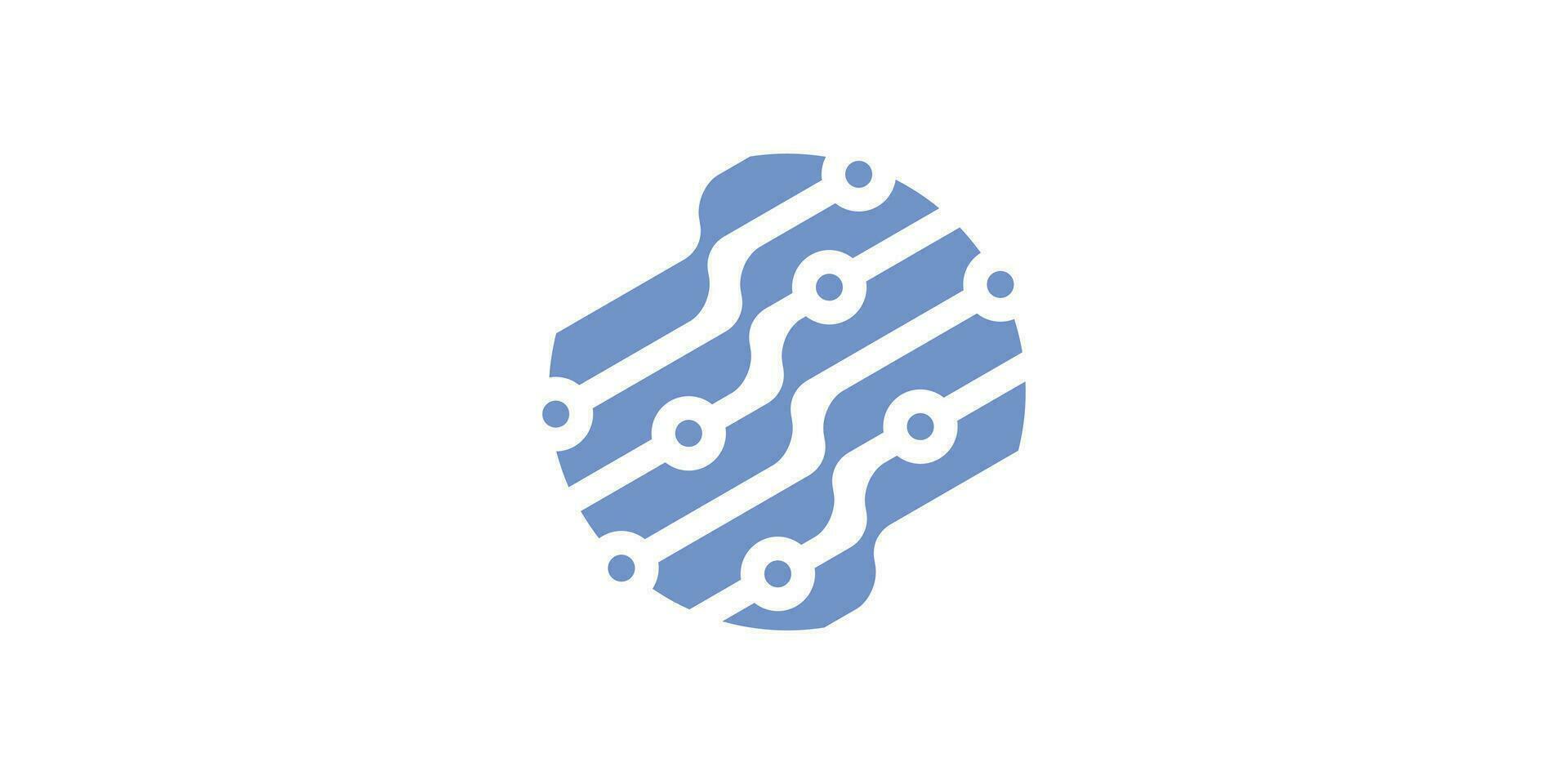 global technology design logo with cable circuit elements with circles. vector