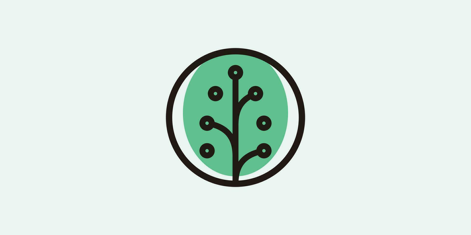 leaf tech logo design made with circle lines. vector