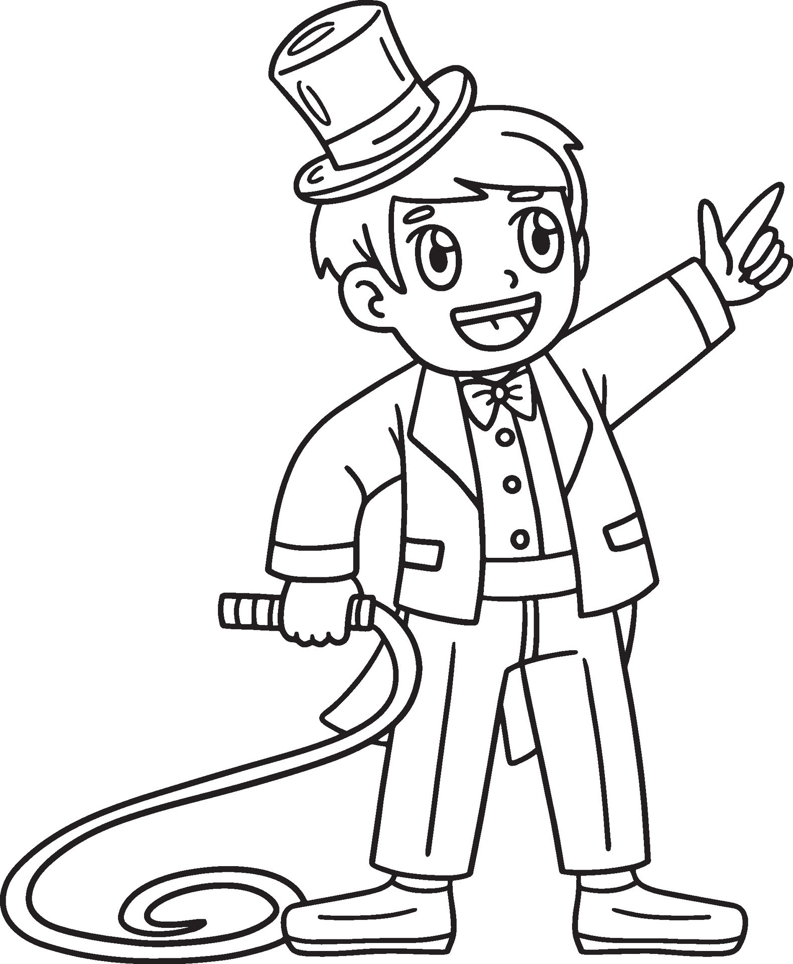 Circus Ring Master with Whip Isolated Coloring 34329193 Vector Art at Vecteezy