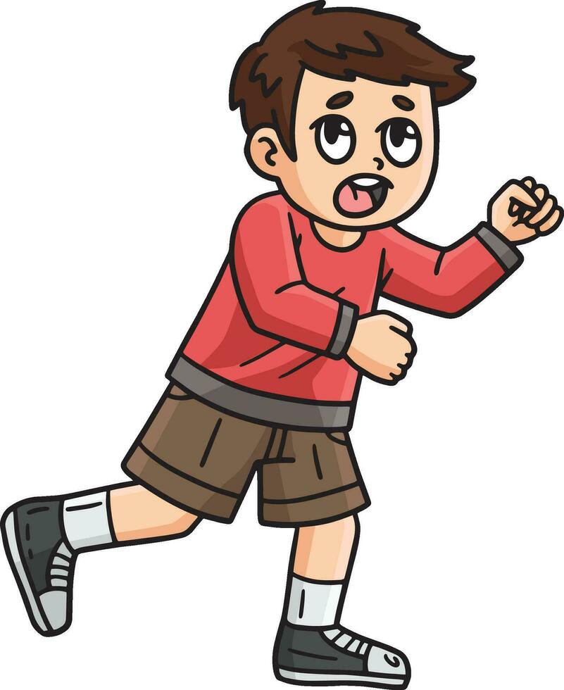 Boy Running Cartoon Colored Clipart Illustration vector