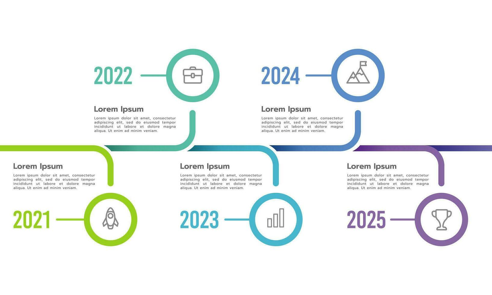 5-year infographic timeline design template. Milestone, Planning, and Roadmap. Vector illustration.