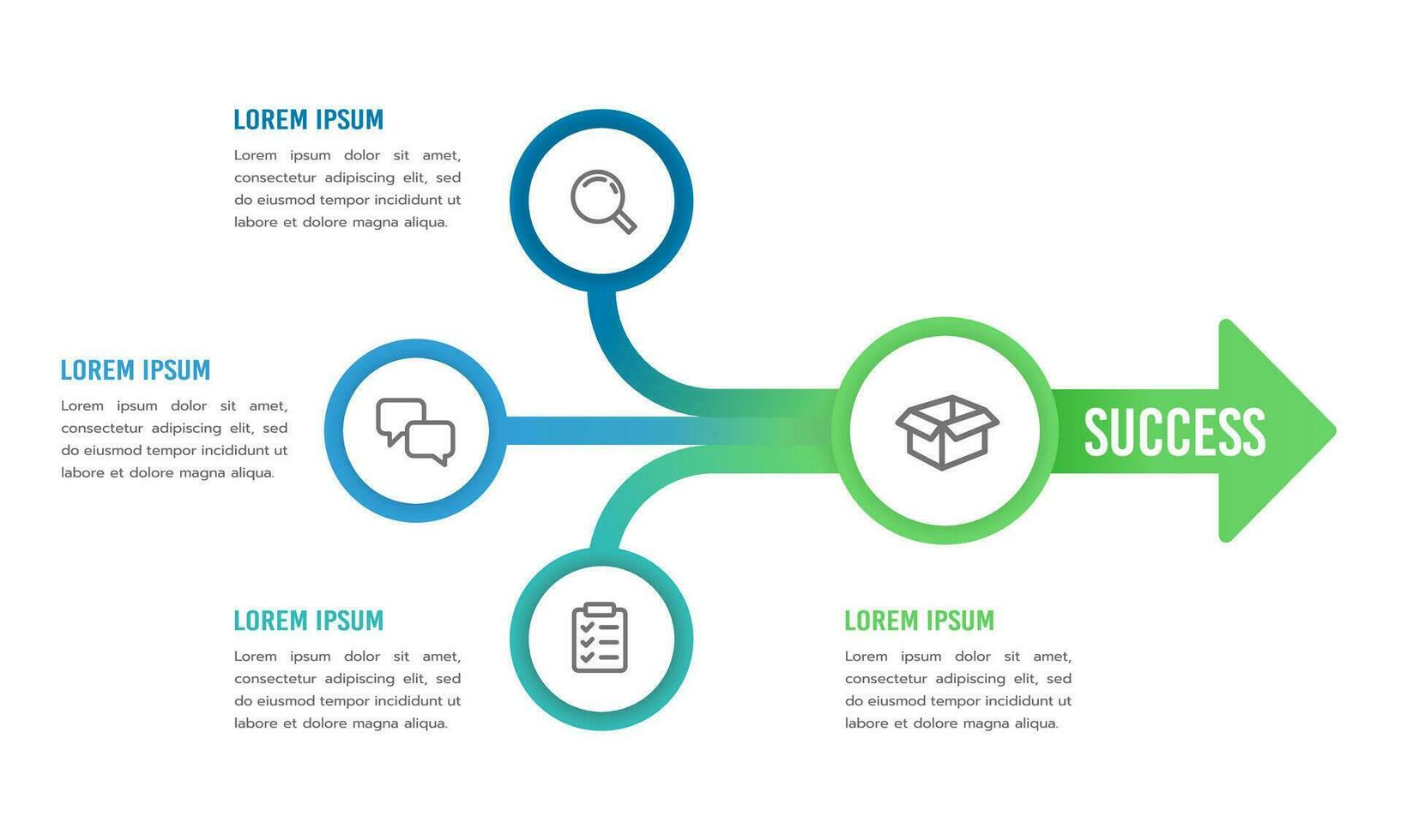 Infographic 3 elements to success. Vector illustration.