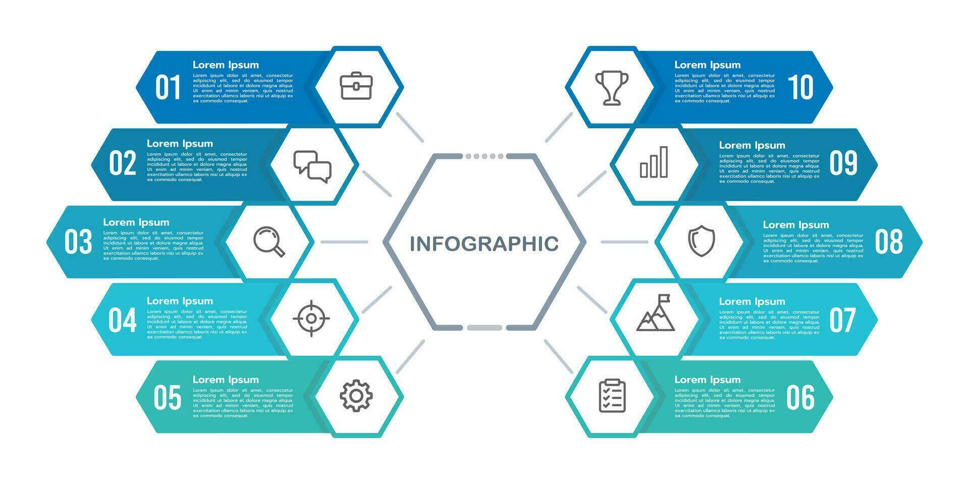 10 options to success. Infographic organization design template. Vector illustration.
