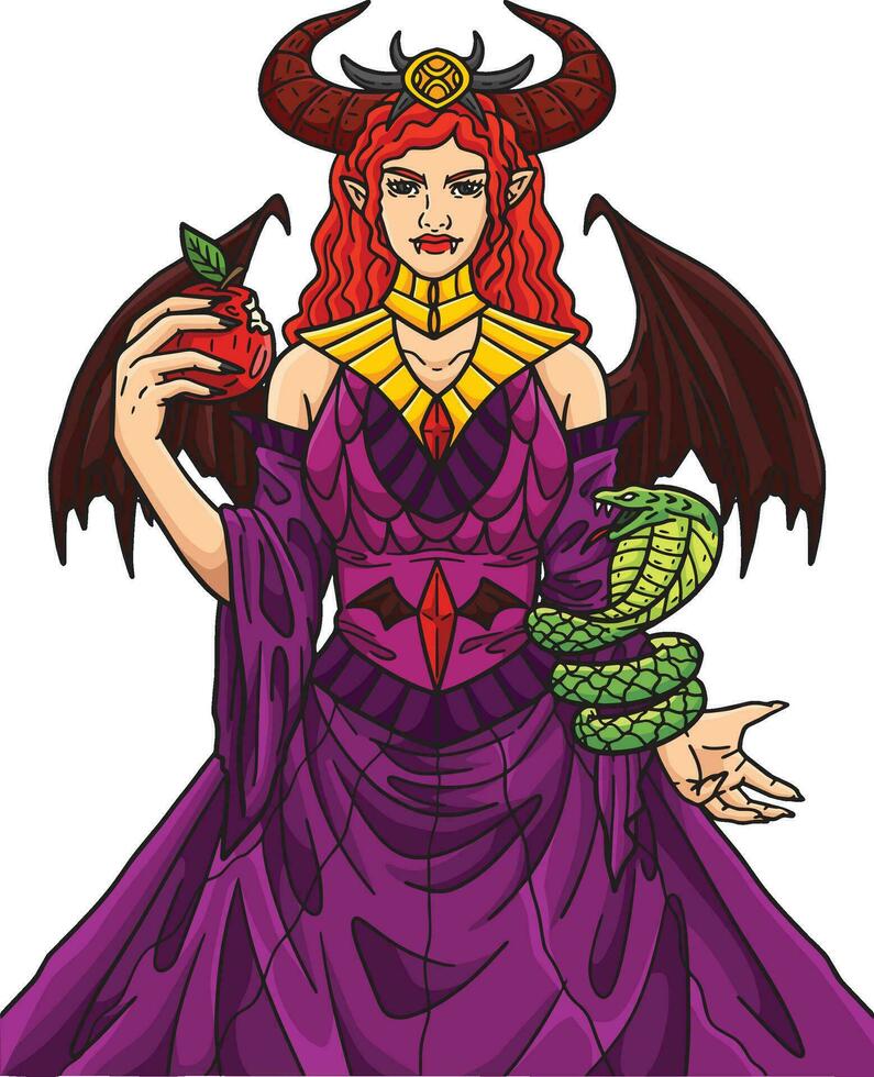 Halloween Succubus Cartoon Colored Clipart vector