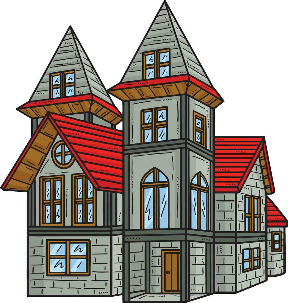 Halloween Haunted House Cartoon Colored Clipart vector
