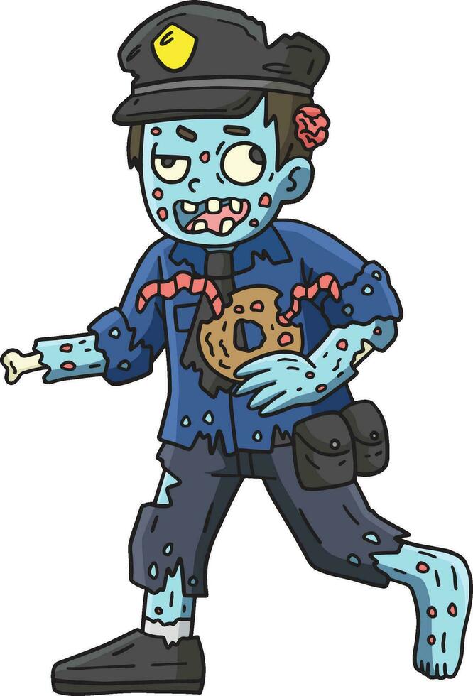 Zombie Police Cartoon Colored Clipart Illustration vector