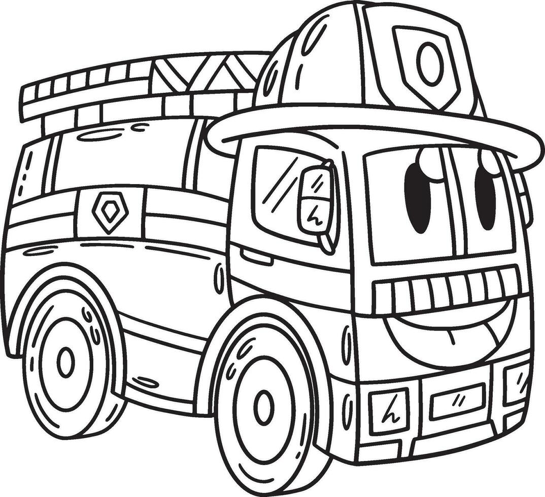Firefighter Truck Toy Isolated Coloring Page vector