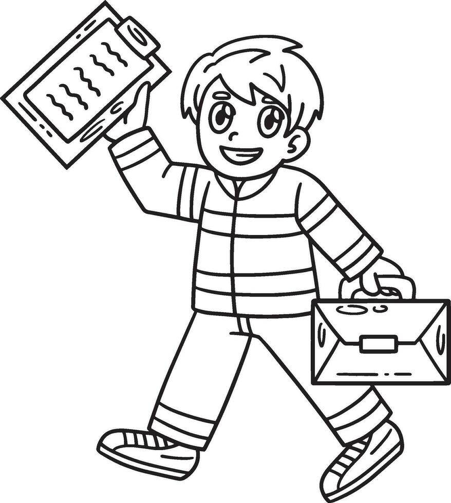 Firefighter with a Clipboard and Handbag Isolated vector