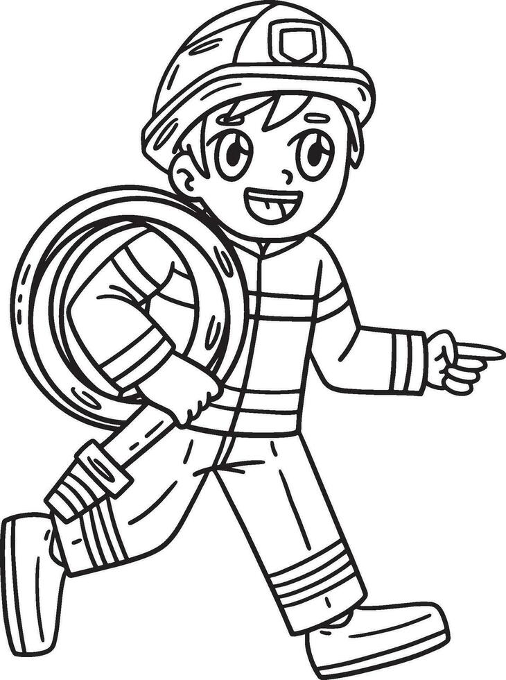 Firefighter Carrying a Water Hose Isolated vector
