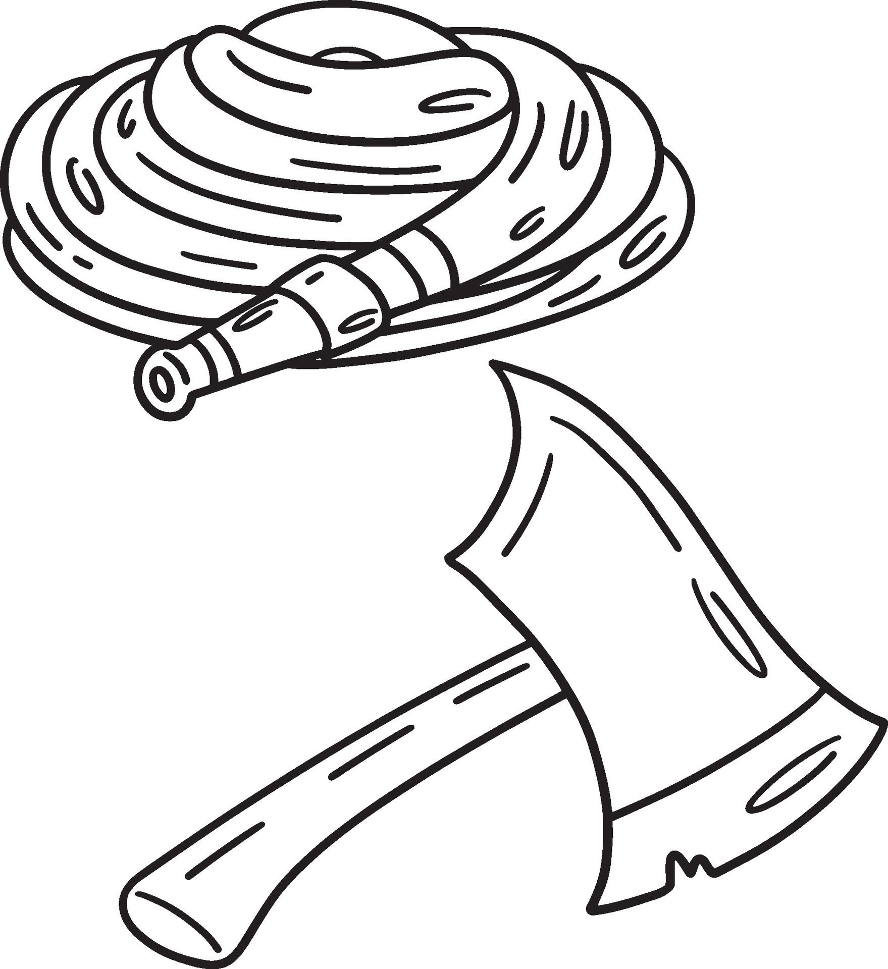 Firefighter Hose and Ax Isolated Coloring Page 34329318 Vector Art at ...