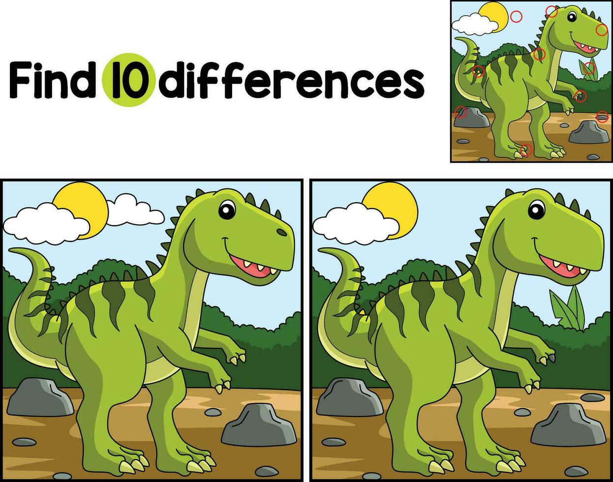 Giganotosaurus Dinosaur Find The Differences vector