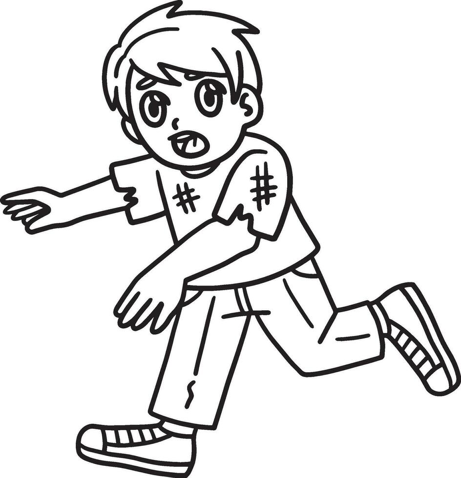 Child Running Isolated Coloring Page for Kids vector