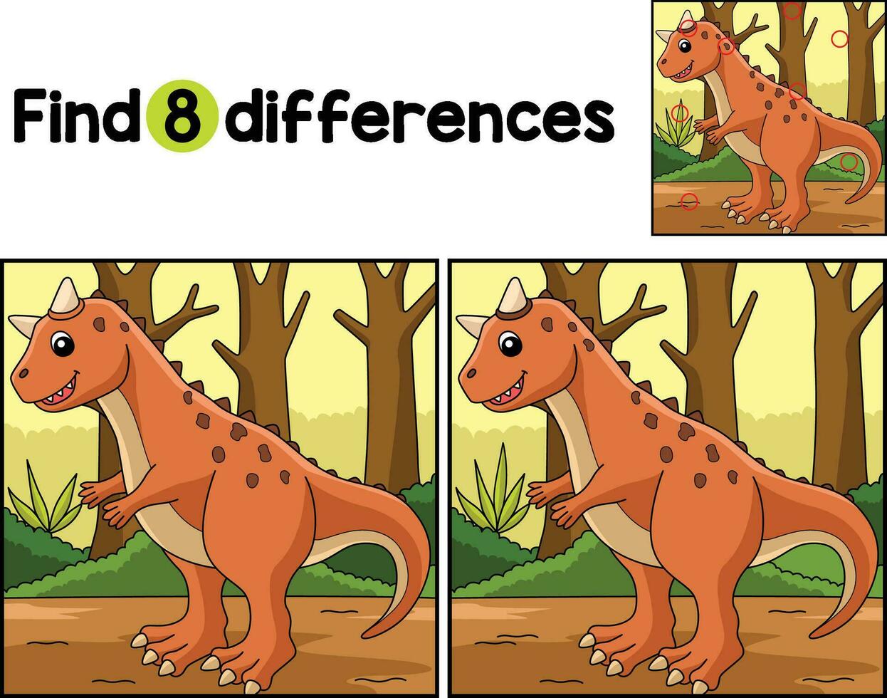 Carnotaurus Dinosaur Find The Differences vector