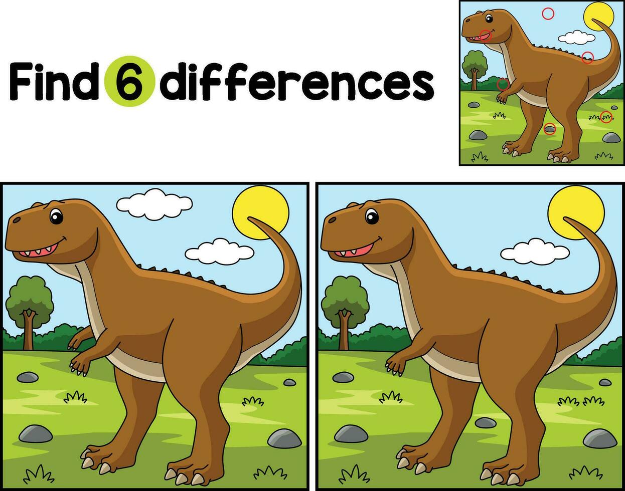 Ekrixinatosaurus Dinosaur Find The Differences vector