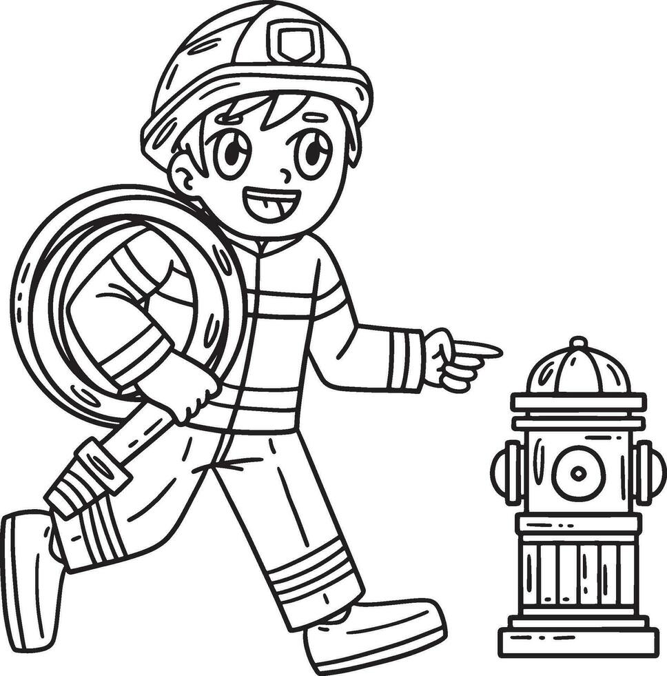 Firefighter Water Hose and Fire Hydrant Isolated vector